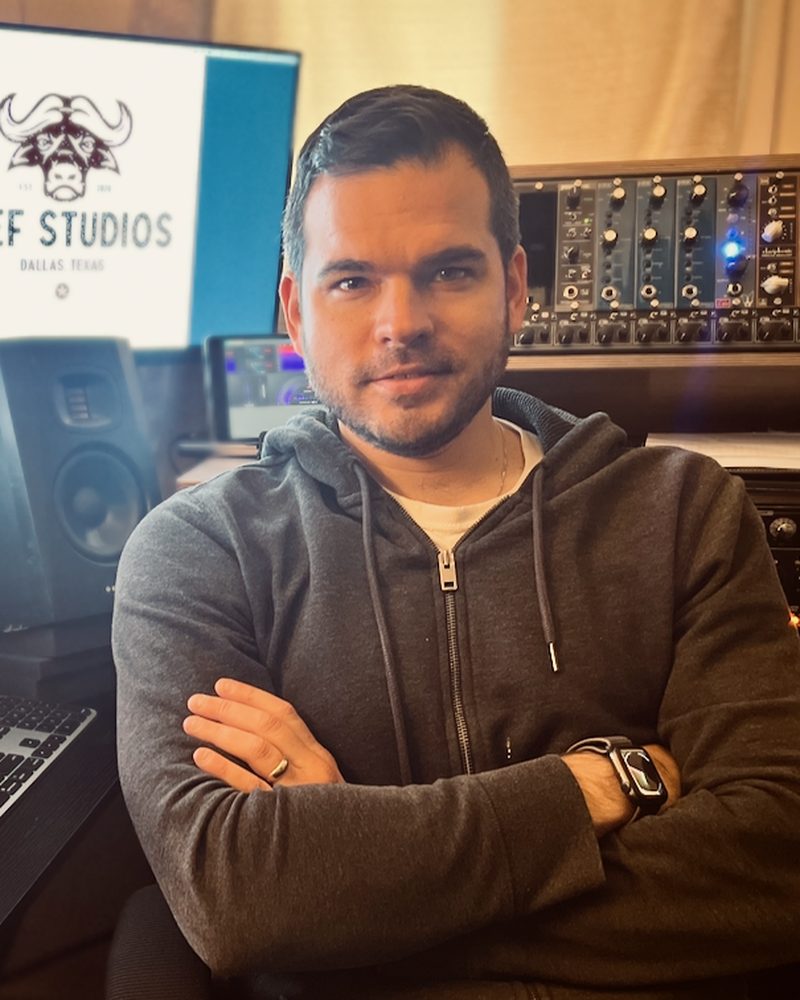 Tal Spirer, mastering and mixing engineer, in the Beef Studios control room.